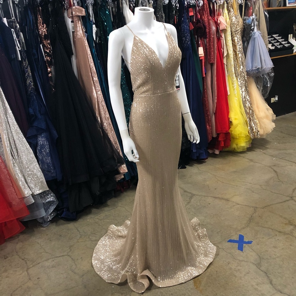 La Femme Champagne Prom Dress - Style 28519